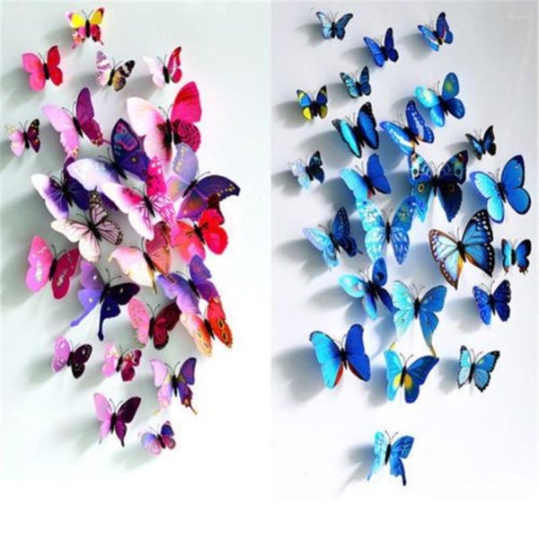 Adesivos de parede 12pcs fada 3d diy magnet borboleta adesiva PVC Art Butterflies Decal