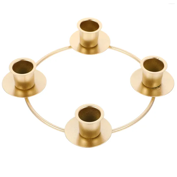 Titulares de vela Xmas Ring Taper Holder Ferro Decoração de mesa de Natal Anéis decorativos de metal para festa