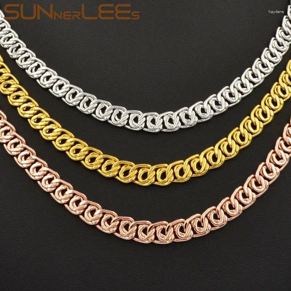 Correntes Sunnerlees Moda Jóias Colar de Cor de Ouro 7mm Caracol Estilo Link Chain para Mens Womens Presente C49