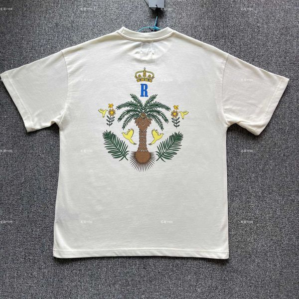 Designer Mode Kleidung T-Shirts T-Shirts Rhude Summer Crown Coconut Tree High Street Loose Couple Bedrucktes Kurzarm-T-Shirt T-Shirt Tops Streetwear Loose Hip Hop