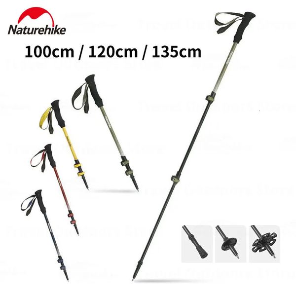 Pólos de esqui 3k fibra de carbono bengala telescópica escalada trekking pólo montanhismo portátil caminhadas vara 100/120/135cm 231120