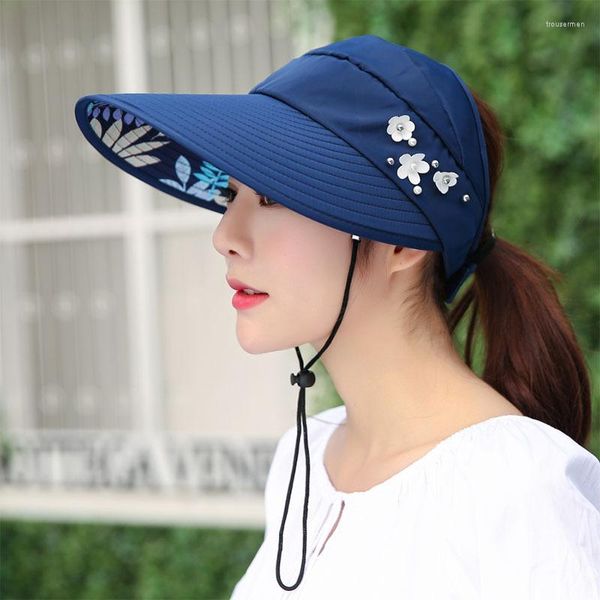 Visiere Cappello da donna Estate Viaggi Tempo libero Tutto-fiammifero Stile coreano alla moda Protezione solare pieghevole Sole esterno regolabile