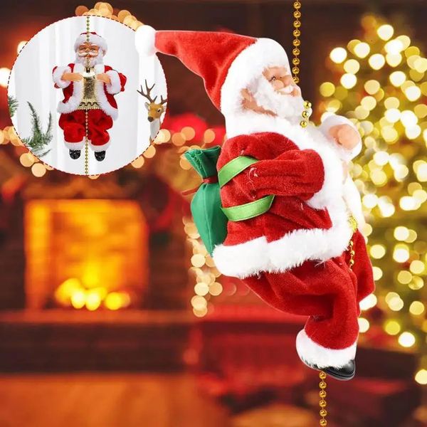 Forniture di giocattoli di Natale Babbo Natale che si arrampica su tre marce di corda di Babbo Natale Arrampicata elettrica Babbo Natale che arrampica perline Babbo Natale bambola di Natale giocattolo 231121