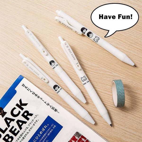 6 stücke Haben Spaß Gelschreiber Set Cartoon Design 0,5mm Kugelschreiber Schwarze Farbe Tinte Für Schreibwaren Büro Schule Student F7020