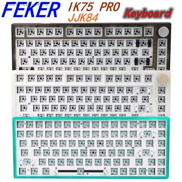Клавиатуры FEKER IK75 Pro JJK84 Механический переключатель клавиатуры с горячей заменой, колпачок с 3 или 1 режимом BT 2.4G USB RGB с одинарной подсветкой или без светодиодной клавиатуры Q231121
