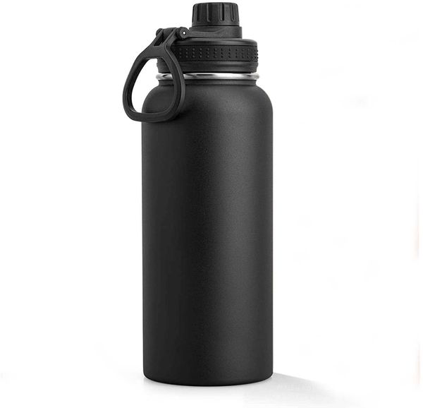 Mugs Isolierte Wasserflasche 1000 ml 32 oz Edelstahl doppelwandige Vakuum-Weithals-Sportflasche mit auslaufsicherem Ausgussdeckel Z0420