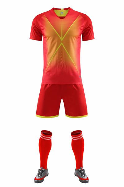 Crianças Jerseys de futebol adulto Meninos e meninas roupas de futebol conjuntos de futebol juvenil Treinando Jersey Terno com meias+shin guards 005