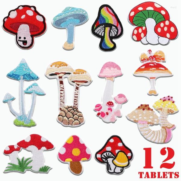 Embrulho de presente 12 Patterns/Pacote de cogumelo de cogumelos Bordado de adesivo de adesivo