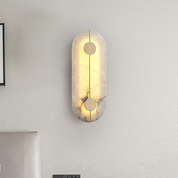 Lampada da parete 15W Led Marmo Rame Sconce Light Nordic Creativo Soggiorno Decorativo Camera da letto Comodino El Corridoio Bra
