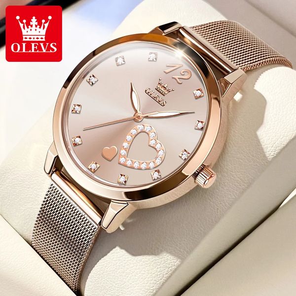 Outros relógios Olevs Womens Watch Japonês Quartzo À Prova D 'Água Relógio De Pulso De Aço Inoxidável Strap Fashion Dress Glow Diamond Face 231121