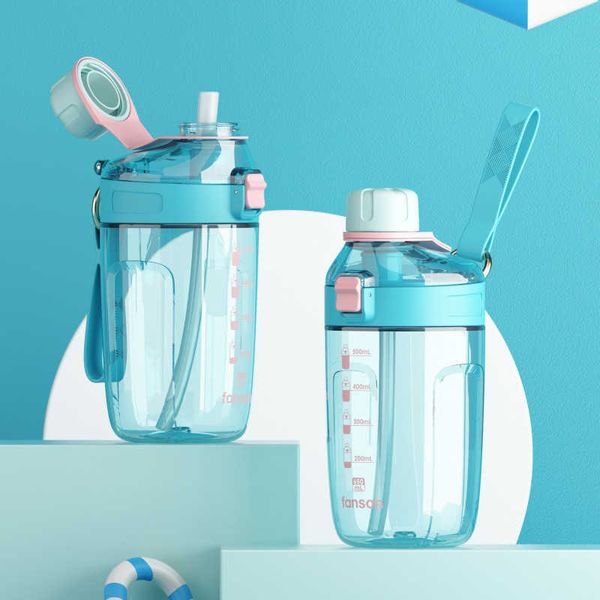 Кружки пить бутылка бренд двойной напиток космический пластиковый соломенная водяная чашка портативная веревка с тританной бутылкой Z0420