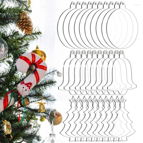 Schmuckbeutel 30 Stück Acryl Weihnachtsornament Leere transparente Scheibe Runde Glocke Baummuster mit Loch für DIY Handwerk