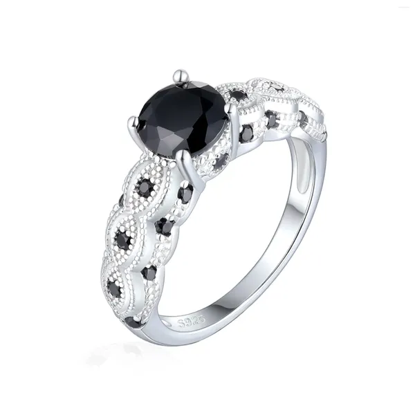 Clusterringe 925 Silber Schwarz Nano Zirkon Ring für Frauen mit fortgeschrittenem Sinn Europäische und amerikanische Mode Damen Ins