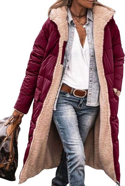 Jaqueta de inverno feminina, casaco longo, roupas da moda, extra-longo, grosso, quente, shearling de ovelha, casaco longo, dupla face, 159b39