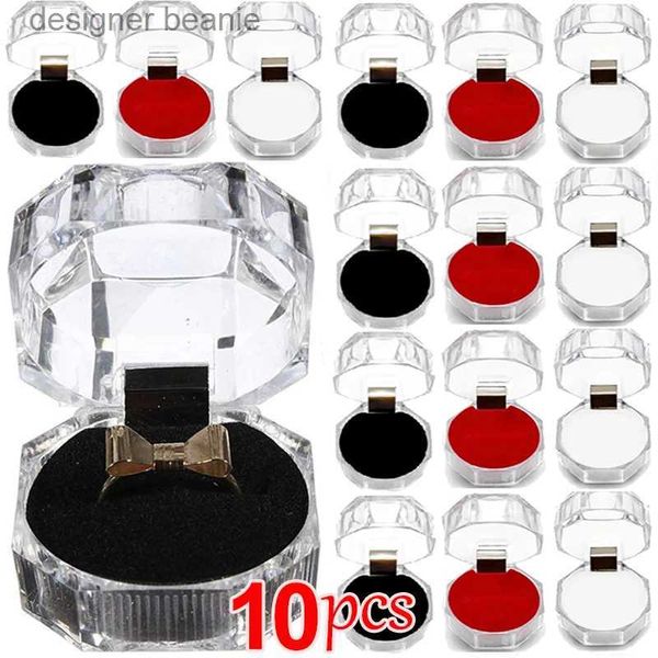 Suporte de joias 1-10 peças caixas de anel de cristal acrílico caixa de exibição de armazenamento organizador de armazenamento caixa de pacote transparente para embalagem de joias de casamentol231121