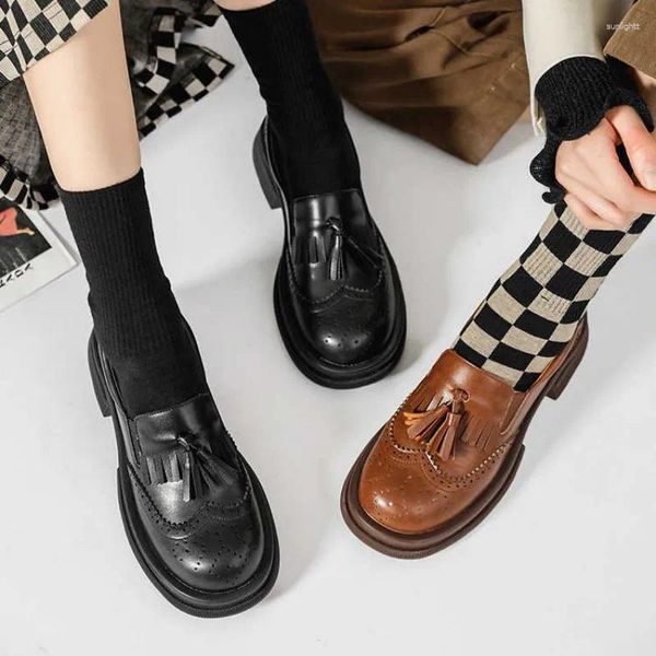 Elbise Ayakkabı Kadınlar Brogue Oxford Stil Nedensel Platform Punk Ayakkabı Kalın Alt Motosiklet Mujer Botlar