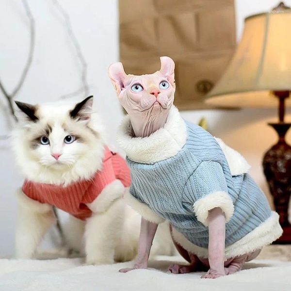 Katzenkostüme Sphynx Hairless Cats Shirt Warmer Rollkragenpullover Pullover Kätzchen Pyjama Overall für Cornish Rex Devon Peterbald