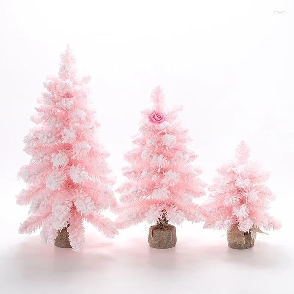 Decorazioni natalizie 30/45/60cm Mini albero rosa blu a punta neve spray fiocco di neve decorazione per finestra desktop per regalo per bambini