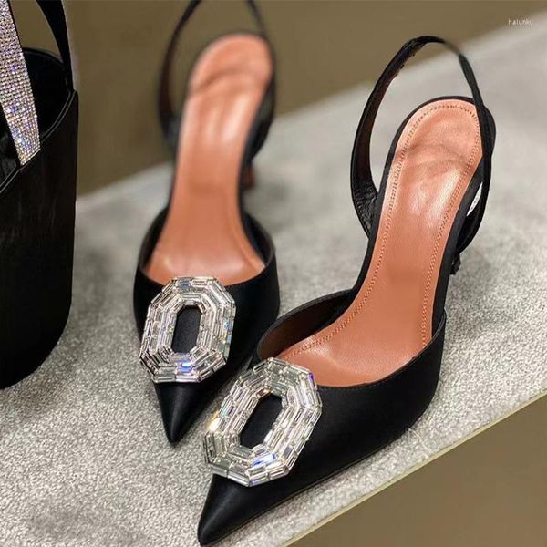 Sandali di lusso di cristallo tacchi alti scarpe da donna sexy estate 2023 progettista di marca partito vestito a punta pompe tacchi a spillo