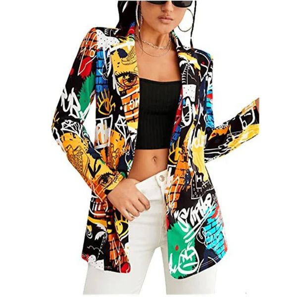 Damenanzüge, Blazer, lässiger Blazer, dünne Mäntel, bunte, nicht positionierende, bedruckte Blazer, Ropa Mujer, Y2k-Jacke, modische Streetwear, Damenkleidung 231121