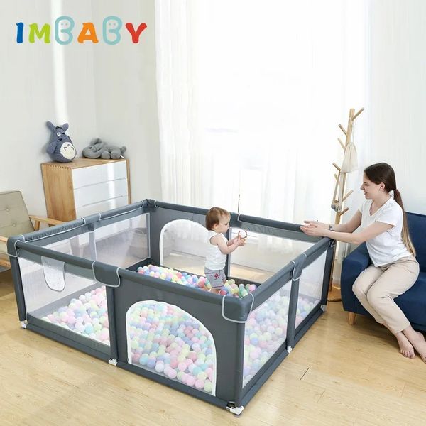 Babyschiene IMBABY 150 180 cm Laufgitter Bälle Pool Spielplatz Doppeltüren Laufstall für Kinder Innensicherheitsbarriere Kinderzaun 231120