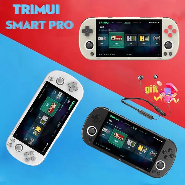 Портативные игровые плееры Trichoo Smart Pro Портативная аркадная консоль в стиле ретро 496-дюймовая портативная игровая консоль IPS TypeC LINUX с экраном высокой четкости и интеллектуальным видео