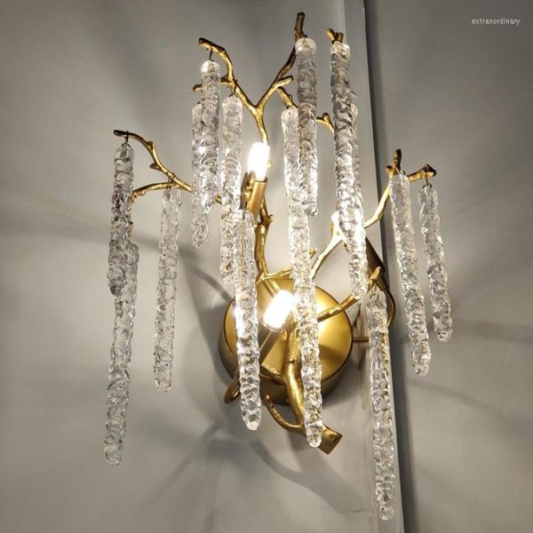 Lampada da parete Soggiorno di lusso Villa Applique in cristallo Design moderno Illuminazione decorativa Ramo oro/argento