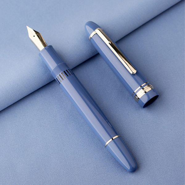 Penne stilografiche Majohn P136 Penna stilografica con pistone in metallo rame 0.4EF 0.5 F Pennini materiale scolastico azzurro penne da scrittura per studenti da ufficio 230421