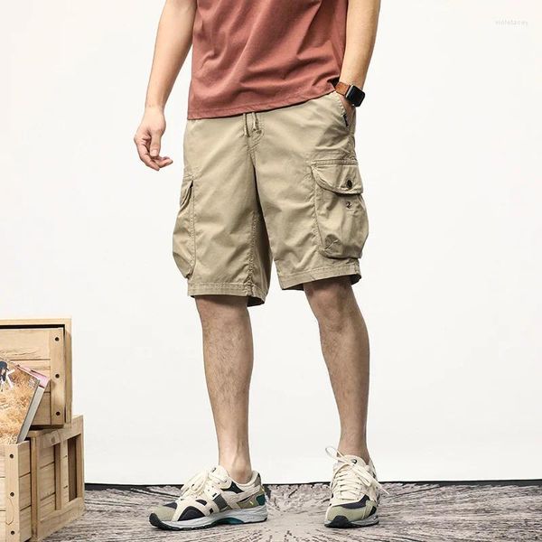 Männer Shorts Sommer Koreanische Mode Baumwolle Multi Pocket Micro Elastische Bequeme Hübsche Knie Länge Hosen Männer Drop