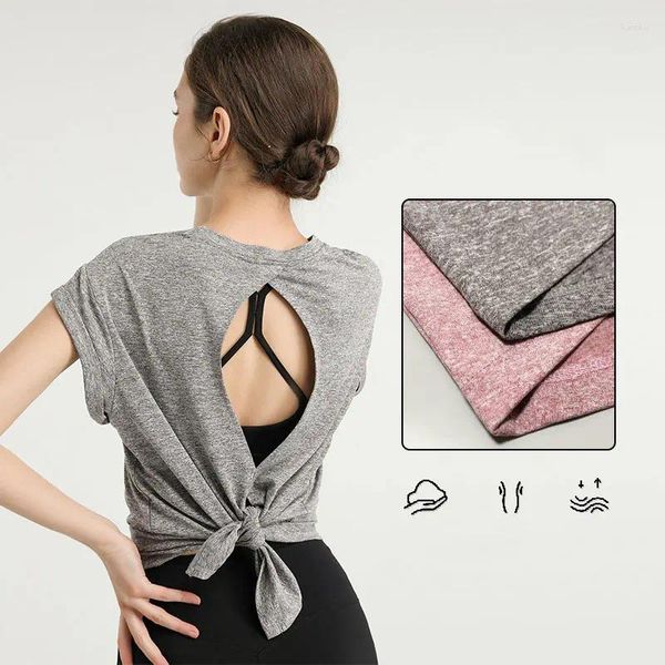 Yoga kıyafeti moda kıyafetleri seksi güzellik spor gömlek mizaç vücut geliştirme spor giyim t-shirt arka üst fitness kadın