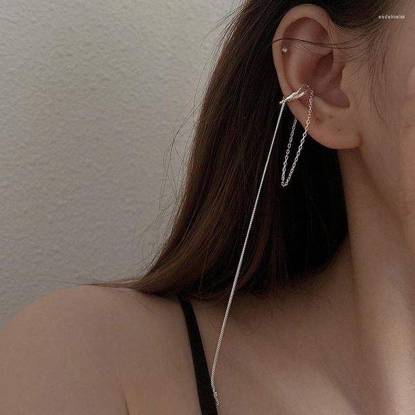 Orecchini a bottone VENTFILLE 925 Sterling Silver Long Nappa Ear Bone Clip Personalità giapponese femminile senza piercing Summer Style