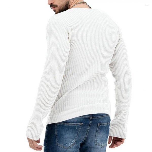 Herrenpullover, schmal geschnittener Pullover mit V-Ausschnitt, stilvoller tiefer Strick, schmale Passform, geripptes Design für Herbst- und Wintermode, sexy