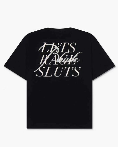 Roupas de moda de grife camisetas camisetas Rhude bordado slogan manga curta camiseta preta manga curta solta meia manga algodão puro homens tops streetwear hip hop