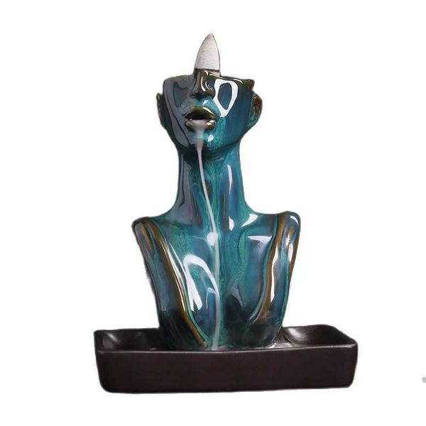 Diffusori di oli essenziali Statuetta in ceramica Reflow Bruciatore di incenso Decorazione domestica Yoga Meditazione Ufficio Creativo Cono Cascata Incensiere Regalo Y23