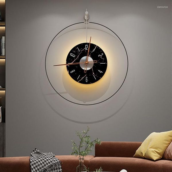 Relógios de parede moderna sala de estar elegante relógio redonda de metal