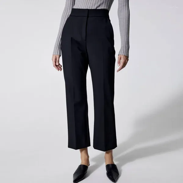 Pantaloni da donna KHAITE Pantaloni da abito neri Donna 2023 Moda autunnale a vita alta Slim svasato Nove minuti Casual