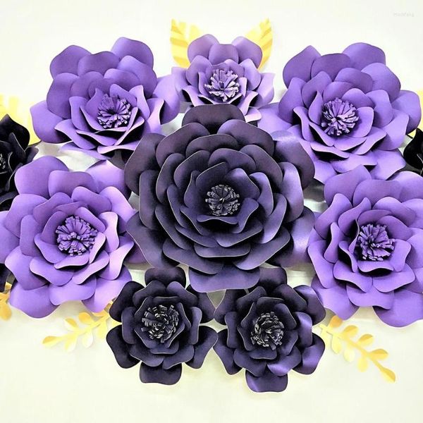 Украшение вечеринки фиолетовые бумажные цветы украшения для стены большая роза искусственная свадебная обручальная свадебная центральная часть душа