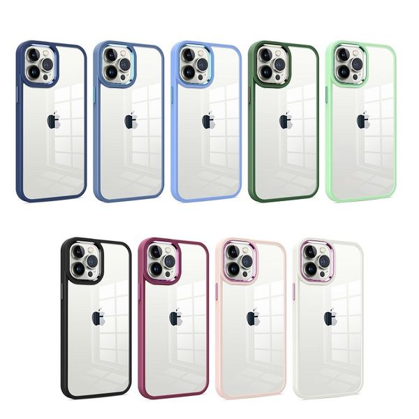 Custodie per telefoni acrilici ibride trasparenti trasparenti e robuste per Iphone 7 8 X XR XS 11 12 mini 13 Pro 14 Pro Max Samsung S21 S22 plus S23 Cover antiurto in metallo ultra