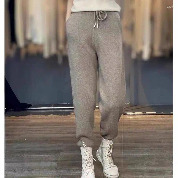 Damenhose Smpevrg Merinowolle Herbst Winter Damen Bleistifthose in voller Länge elastisch mittel tailliert Jogger