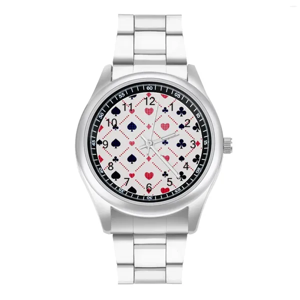 Relógios de pulso Poker Card Heart Quartz Watch Jogando Jogo Po Fantasia Pulso Inoxidável Hit Vendas Negócios Casal Relógio de Pulso