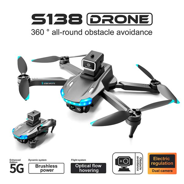 S138 Drohne 4K Dual Kamera Weitwinkel Hindernisvermeidung Optische Flusspositionierung Bürstenlose RC Drohne Faltbares Quadcopter Spielzeug