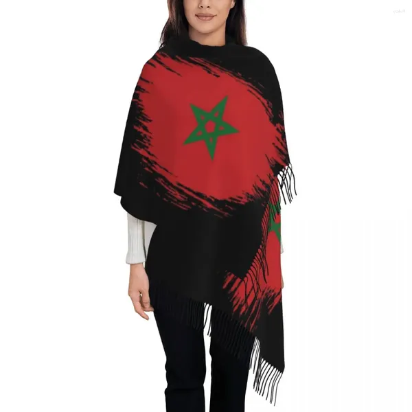 Lenços Marrocos Lenço para Mulheres Outono Inverno Cashmere Xales e Envoltório Bandeira Marroquina Longo Grande Xale Senhoras