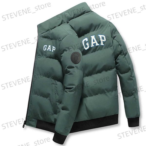 Jaquetas Masculinas De Lã Misturas De Inverno Casaco Frio Casual Jaqueta Quente Masculina De Algodão Com Zíper Camisa Stand Up Collar Cap Carta Impressão Parka T231121