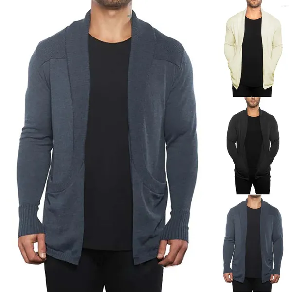 Camisolas masculinas Mens Casual Botão Sólido V Pescoço Slim Fit Quente Camisola Cardigan Casaco Pesado Casacos de Inverno Homens Lã