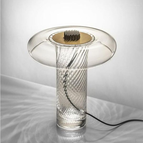 Lâmpadas de mesa Lâmpada Nórdica de mesa de vidro Twisted Nordic Modern LED Decorativo Designer de cabeceira do quarto