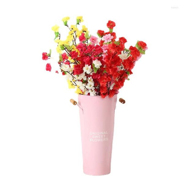 Dekoratif Çiçekler Yapay Bitkiler Pembe Kırmızı Chimonanthus Sarı Şanslı Şeftali Blossom Ev Bahçesi Dekorasyon