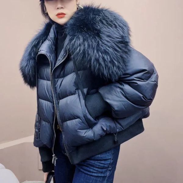 Frauen Daunen Parkas Mode Winter Puffer Jacke Frauen Große Echte Waschbären Pelz Kragen Weibliche Dicke Warme 90% Gans Lose mantel 231120