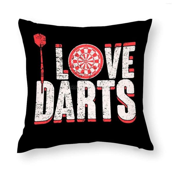 Kissenbezug I Love Darts Geburtstagsgeschenk Zuhause Dekorativer quadratischer Druckbezug Überwurf Sofakissen Herz bin in Lo