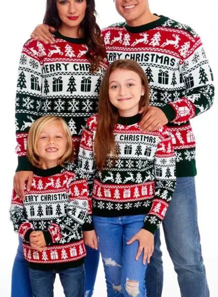 Família combinando roupas natal suéteres feios flocos de neve de malha manga longa em torno do pescoço rena pullovers topos 231121