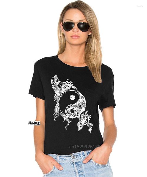 T-shirt da uomo T-shirt Zen Doodle T-shirt Yin Yang T-shirt da uomo Casual Estate / Autunno Top T-shirt Girocollo Abbigliamento Tessuto di cotone bianco nero